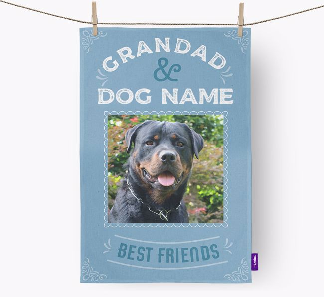 Grandad's Best Friend: Personalised {breedFullName} Tea Towel 